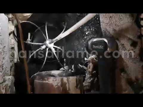 Chimney sweeping with CABLE BRUSH using on TORNADO rotary chimney cleaning kit.