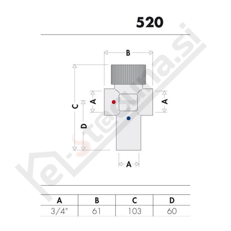 Caleffi termostatski mešalni ventil 3/4" - Image 2
