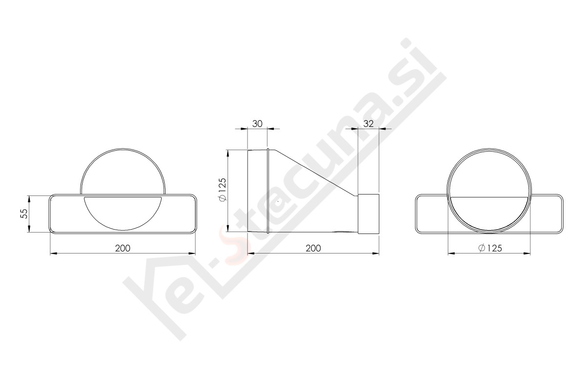 EUROPLAST KSD PVC adapter kratki kvadraten/okrogli - Image 4