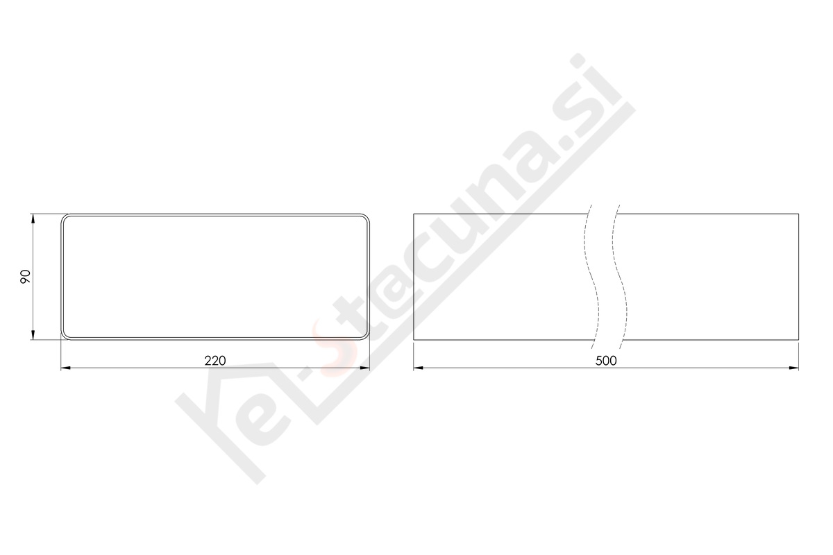 PVC pravokotna cev, dolžine 0.5m - Image 4