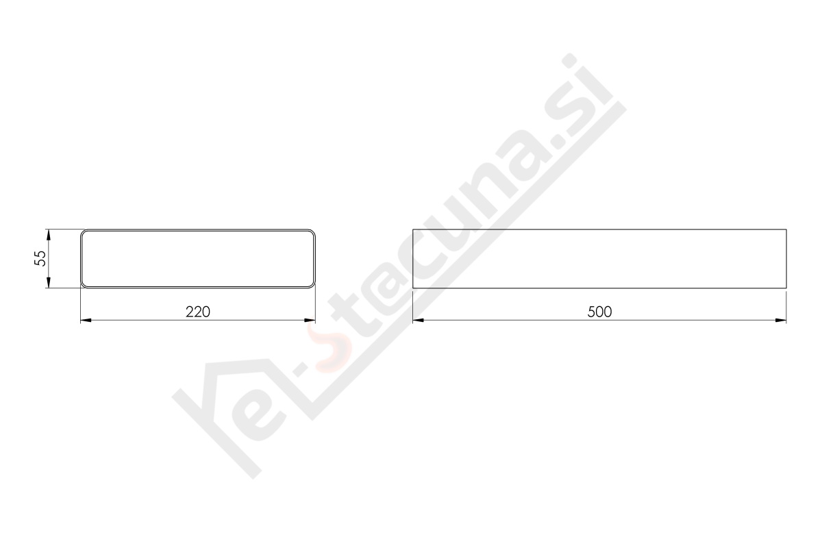 PVC pravokotna cev, dolžine 0.5m - Image 3
