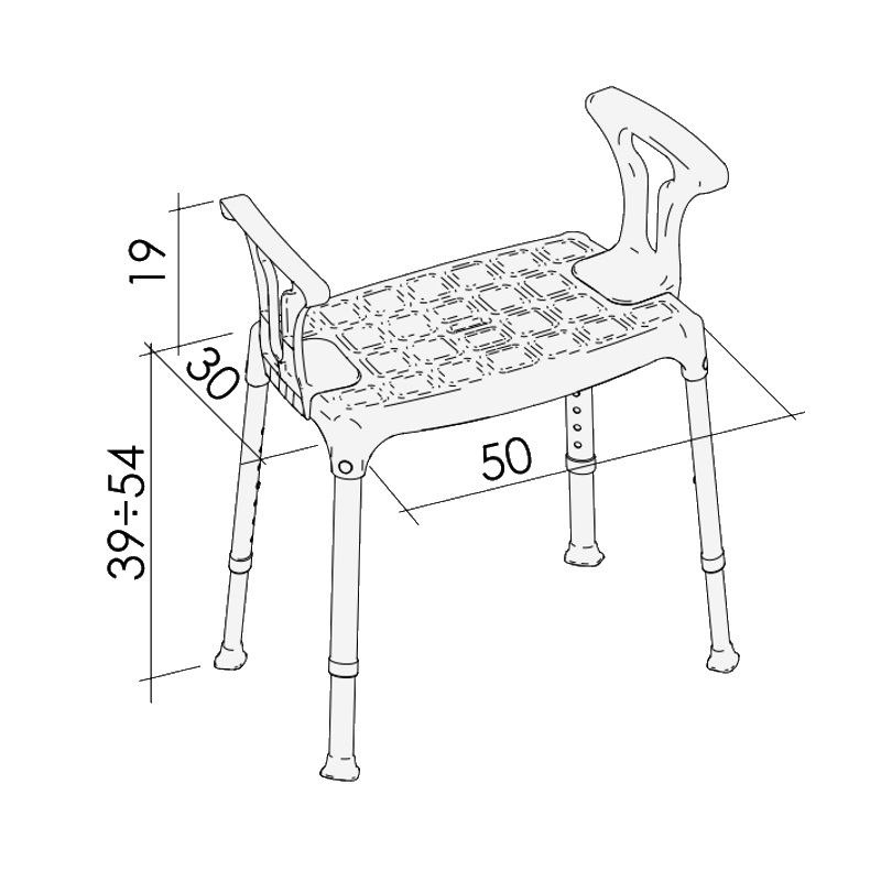 SEDEŽ ZA V TUŠ KAD, PROSTOSTOJEČ z ročaji - K-DESIGN, za starostnike in invalide - Image 2