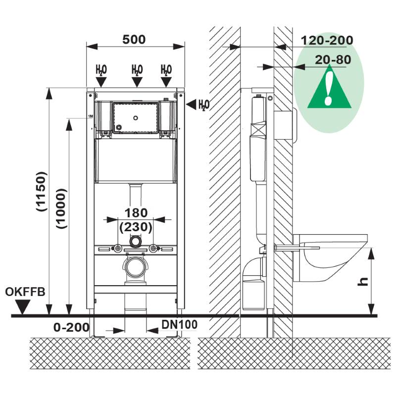 LIV-FIX suhomontažni element s splakovalnikom 7512 za visečo WC školjko, STANDARD, H=115cm, W=50cm - Image 2