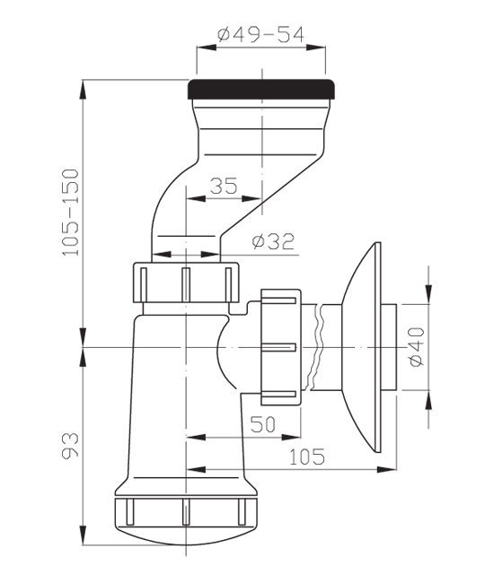 PB sifon za pisoar E - slika 2