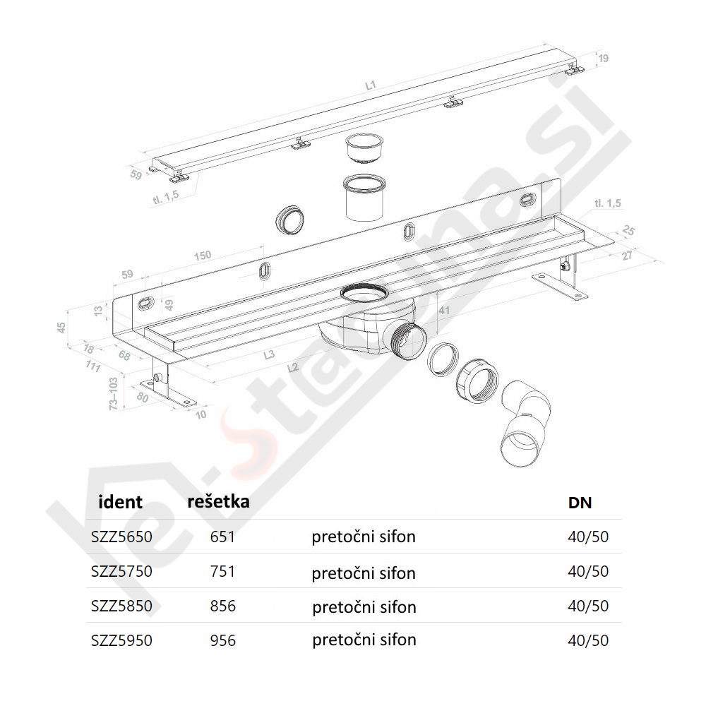 PlastBrno Design 5, inox odtočna kanaleta ob steni - Image 3