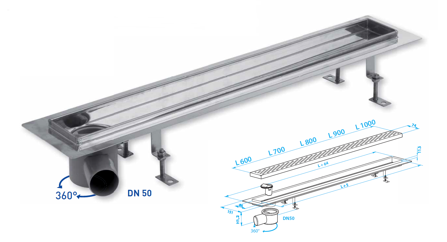 odtočna tuš kanaleta klasik v prostoru 600 - Image 2