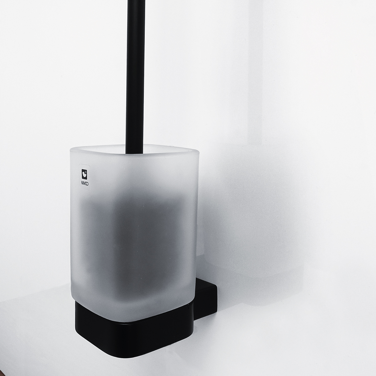 NIMCO Kibo wc ščetka, nizka, mat steklo, črne barve - slika 2