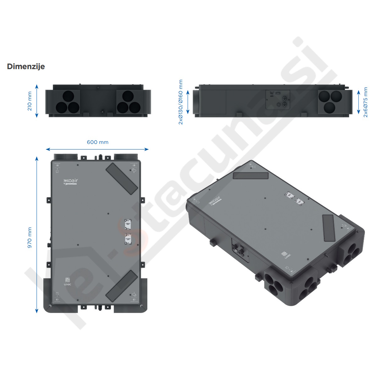 Jeremias Ekkoair LOGIC centralna prezračevalna naprava z elektronskim avtomatkim baypasom - slika 5