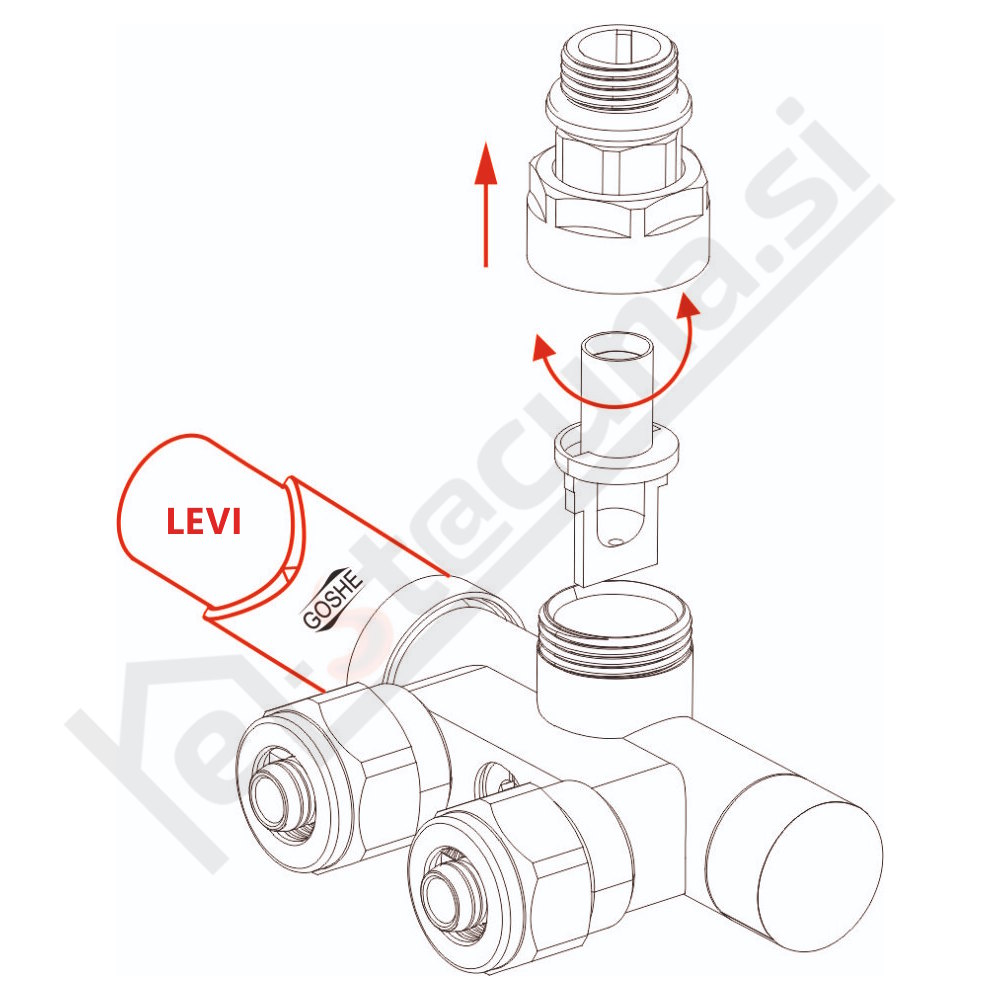 GOSHE radiatorski ventil kotni, kopalniški, levi - Image 2