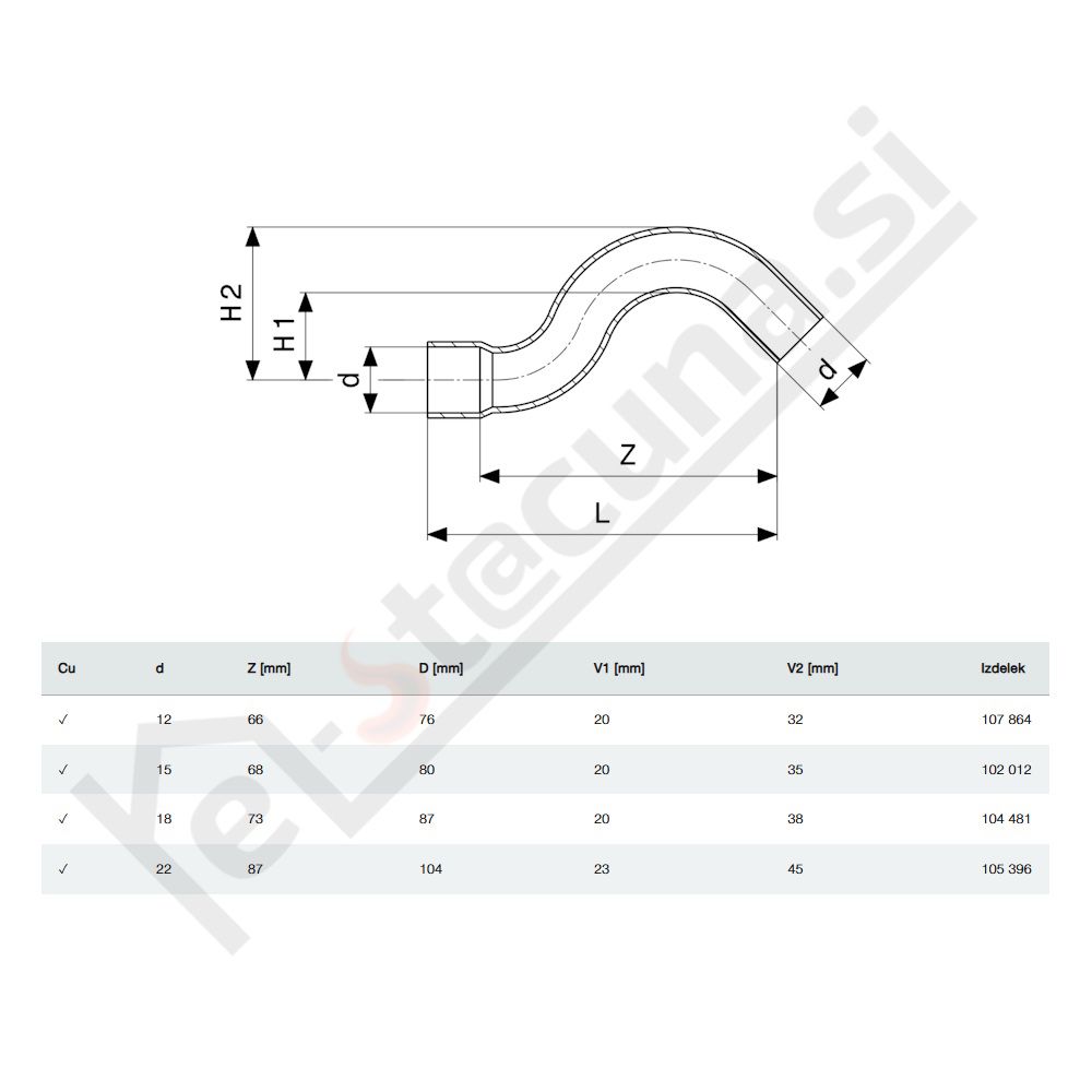 Bakreni izogibni lok "A" - slika 2