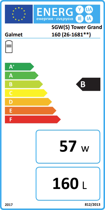 Galmet SGW(S) TOWER GRAND TOP 160L - bojler, en izmenjevalec - slika 2