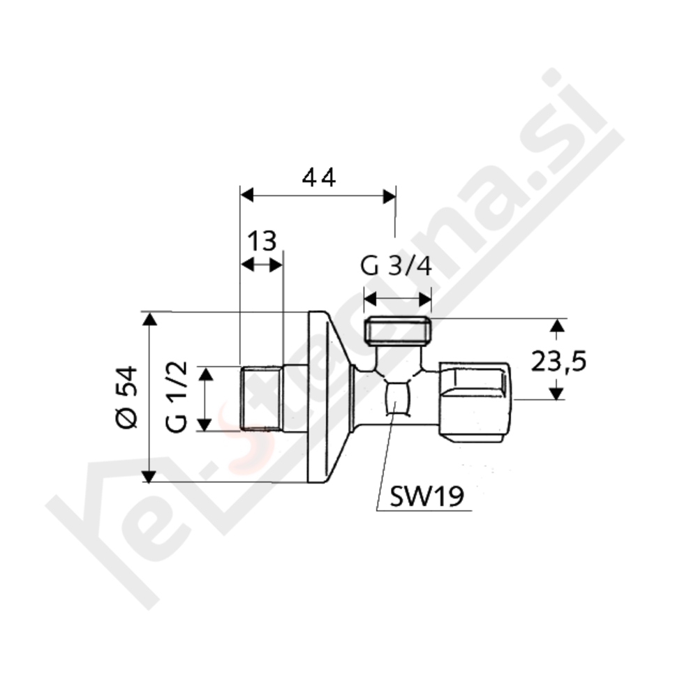 SCHELL kotni ventil 1/2"-3/4" za PS - slika 2